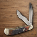 Rough Ryder Jumbo Trapper Pocket Knife Stainless Steel Blades Brown Stag Bone Handle.