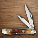 Rough Ryder Peanut Pocket Knife Stainless Steel Blades Brown Stag Bone Handle.