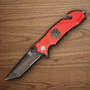 Rough Ryder Firefighter Folding Knife 3.75" Stainless Steel Blade Red Aluminum Handle.