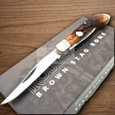 Rough Ryder Trapper Pocket Knife Mirror Stainless Steel Blades Stag Bone Handle