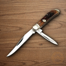 Rough Ryder Trapper Pocket Knife Mirror Stainless Steel Blades Stag Bone Handle
