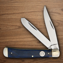 Rough Ryder Trapper Pocket Knife Stainless Steel Blades Navy Bone Handle