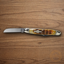 Rough Ryder Small Stockman Pocket Knife 440 Steel Blades  Amber Jigged Bone Handle