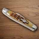 Rough Ryder Small Stockman Pocket Knife 440 Steel Blades  Amber Jigged Bone Handle