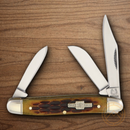 Rough Ryder Small Stockman Pocket Knife 440 Steel Blades  Amber Jigged Bone Handle