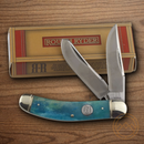 Rough Ryder Sowbelly Trap Pocket Knife Stainless Steel Blades Blue Bone Handle