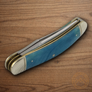Rough Ryder Sowbelly Trap Pocket Knife Stainless Steel Blades Blue Bone Handle