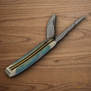 Rough Ryder Sowbelly Trap Pocket Knife Stainless Steel Blades Blue Bone Handle
