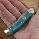 Rough Ryder Sowbelly Trap Pocket Knife Stainless Steel Blades Blue Bone Handle