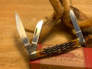 Rough Ryder Stockman Pocket Knife 440 Steel Blades Amber Jigged Bone Handle