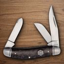Rough Ryder Midnight Ice Sowbelly Pocket Knife Stainless Steel Blades Black Carbon Fiber Handle