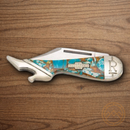 Rough Ryder Leg Folding Knife Stainless Steel Blade Amber Turquoise Stone Handle