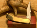 Rough Ryder Brass Folding Knife 2.13" 440 Steel Blade Brushed Brass Handle