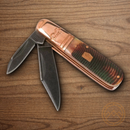 Rough Ryder Backwoods Barlow Pocket Knife Stainless Steel Blades  Amber Sawcut Bone Handle.