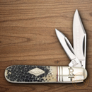 Rough Ryder Barlow Pocket Knife Stainless Steel Blades Buckshot Bone Handle.