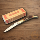 Rough Ryder French Tickler Folding Knife 440 Steel Blades  Amber Jigged Bone Handle.