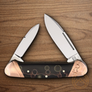 Rough Ryder Canoe Swirl Pocket Knife Stainless Steel Blades Black Acrylic/Copper Handle.
