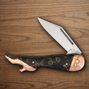 Rough Ryder Small Leg Folding Knife Stainless Steel Blades Black Acrylic/Copper Handle.
