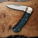Rough Ryder Lockback Swirl Folding Knife 3" 440A Steel Blade Blue Acrylic Handle