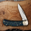 Rough Ryder Lockback Swirl Folding Knife 3" 440A Steel Blade Blue Acrylic Handle