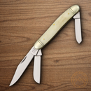 Rough Ryder Stockman Pocket Knife 440 Steel Blades White Bone Handle.