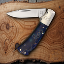 Rough Ryder Celestial Folding Knife 3.62" 440A Steel Blade Blue Acrylic Handle