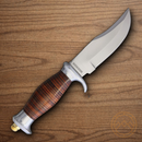 Rough Ryder Hunter Fixed Knife 5" Stainless Steel Blade Stacked Leather Handle.