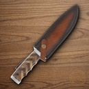 Rough Ryder Cross Hatch Fixed Knife 6.5" Stainless Steel Blade Wood Handle.