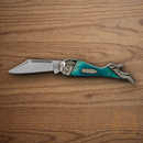 Rough Ryder Folding Knife Stainless Steel Blade Blue Bone Handle.