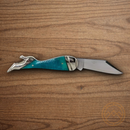 Rough Ryder Folding Knife Stainless Steel Blade Blue Bone Handle.