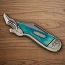Rough Ryder Folding Knife Stainless Steel Blade Blue Bone Handle.