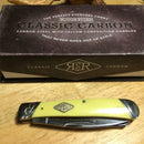 Rough Ryder Trapper Pocket Knife Carbon Steel Blades Yellow Synthetic Handle.