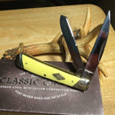 Rough Ryder Trapper Pocket Knife Carbon Steel Blades Yellow Synthetic Handle.