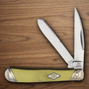 Rough Ryder Trapper Pocket Knife Carbon Steel Blades Yellow Synthetic Handle.