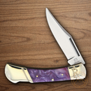 Rough Ryder Lockback Folding Knife 2.75" Stainless Steel Blade Purple Swirl Acrylic Handle.