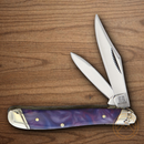 Rough Ryder Peanut Pocket Knife Stainless Steel Blades Purple Swirl Acrylic Handle.