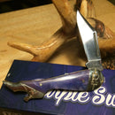 Rough Ryder Leg Folding Knife Stainless Steel Blade Purple Swirl Acrylic Handle.