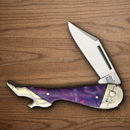 Rough Ryder Leg Folding Knife Stainless Steel Blade Purple Swirl Acrylic Handle.