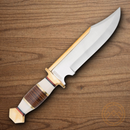 Rough Ryder Fixed Knife 8.25" Stainless Steel Blade Stacked Leather/white Bone Handle.