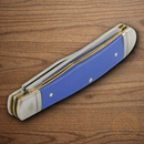Rough Ryder Trapper Pocket Knife Stainless Steel Blade Blue G10 Handle.