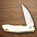 Rough Ryder Linerlock Folding Knife 3.75" D2 Tool Steel  Blade Polished Brass Handle.