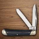 Rough Ryder Trapper Pocket Knife Stainless Steel Blades Denim Micarta Handle.