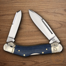Rough Ryder Dogleg Canoe Pocket Knife T10 Tool Steel Blades Denim Micarta Handle