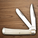 Rough Ryder Trapper Pocket Knife Stainless Steel Blades White Bone Handle
