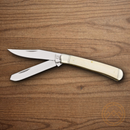 Rough Ryder Trapper Pocket Knife Stainless Steel Blades White Bone Handle