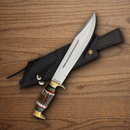 Rough Ryder Fixed Knife 10.5" Stainless Steel Blades Stag Bone Handle