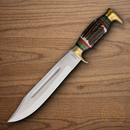 Rough Ryder Fixed Knife 10.5" Stainless Steel Blades Stag Bone Handle