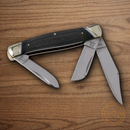 Rough Ryder Stockman Pocket Knife Carbon Steel Blades Black Micarta Handle