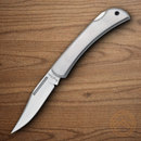 Rough Ryder Folding Knife Stainless Steel Blade Brushed Stainless Handle