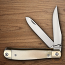 Rough Ryder Trapper Pocket Knife Stainless Steel Blades White Bone Handle